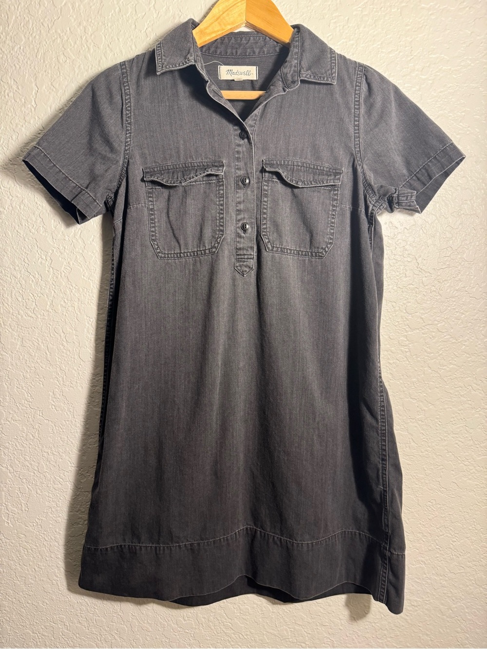Madewell Washed Charcoal Denim Shirt Dress